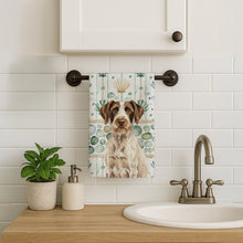 Load image into Gallery viewer, Liver and White German Wirehaired Pointer Coastal Sea Glass Kitchen Towel