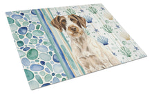 Load image into Gallery viewer, Liver and White German Wirehaired Pointer Coastal Sea Glass Glass Cutting Board