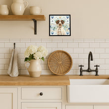 Load image into Gallery viewer, Liver and White German Wirehaired Pointer Coastal Sea Glass Framed Metal Print