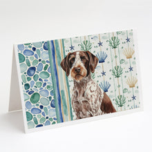 Load image into Gallery viewer, Roan German Wirehaired Pointer Coastal Sea Glass Greeting Cards Pack of 8