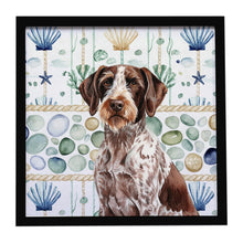 Load image into Gallery viewer, Roan German Wirehaired Pointer Coastal Sea Glass Framed Metal Print