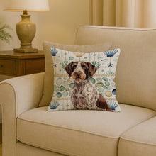 Load image into Gallery viewer, Roan German Wirehaired Pointer Coastal Sea Glass Throw Pillow