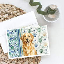 Load image into Gallery viewer, Golden Retriever Coastal Sea Glass Greeting Cards Pack of 8