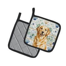 Load image into Gallery viewer, Golden Retriever Coastal Sea Glass Pair of Pot Holders