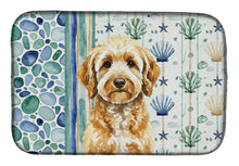 Load image into Gallery viewer, Goldendoodle Coastal Sea Glass Dish Drying Mat