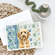 Load image into Gallery viewer, Goldendoodle Coastal Sea Glass Greeting Cards Pack of 8
