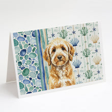 Load image into Gallery viewer, Goldendoodle Coastal Sea Glass Greeting Cards Pack of 8