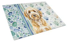 Load image into Gallery viewer, Goldendoodle Coastal Sea Glass Glass Cutting Board