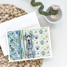 Load image into Gallery viewer, Blue Great Dane Coastal Sea Glass Greeting Cards Pack of 8