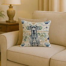 Load image into Gallery viewer, Blue Great Dane Coastal Sea Glass Throw Pillow