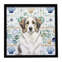 Load image into Gallery viewer, Badger Great Pyrenees Coastal Sea Glass Framed Metal Print