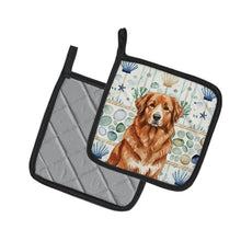 Load image into Gallery viewer, Reddish Brown Great Pyrenees Coastal Sea Glass Pair of Pot Holders