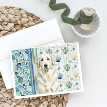 Load image into Gallery viewer, White Great Pyrenees Coastal Sea Glass Greeting Cards Pack of 8