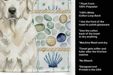 Load image into Gallery viewer, White Great Pyrenees Coastal Sea Glass Kitchen Towel