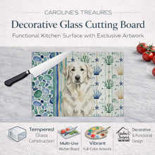 Load image into Gallery viewer, White Great Pyrenees Coastal Sea Glass Glass Cutting Board