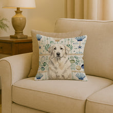 Load image into Gallery viewer, White Great Pyrenees Coastal Sea Glass Throw Pillow