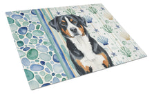 Load image into Gallery viewer, Greater Swiss Mountain Dog Coastal Sea Glass Glass Cutting Board
