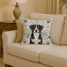 Load image into Gallery viewer, Greater Swiss Mountain Dog Coastal Sea Glass Throw Pillow