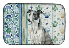 Load image into Gallery viewer, Black and White Greyhound Coastal Sea Glass Dish Drying Mat