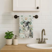 Load image into Gallery viewer, Black and White Greyhound Coastal Sea Glass Kitchen Towel