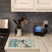 Load image into Gallery viewer, Black and White Greyhound Coastal Sea Glass Glass Cutting Board