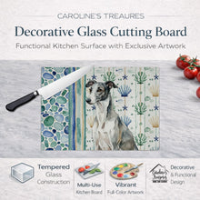 Load image into Gallery viewer, Black and White Greyhound Coastal Sea Glass Glass Cutting Board