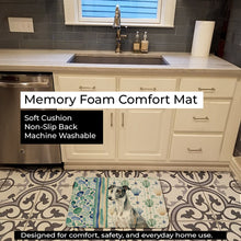 Load image into Gallery viewer, Black and White Greyhound Coastal Sea Glass Memory Foam Kitchen Mat
