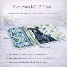 Load image into Gallery viewer, Black Greyhound Coastal Sea Glass Dish Drying Mat