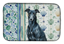 Load image into Gallery viewer, Black Greyhound Coastal Sea Glass Dish Drying Mat
