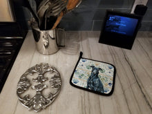 Load image into Gallery viewer, Black Greyhound Coastal Sea Glass Pair of Pot Holders