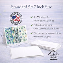 Load image into Gallery viewer, Blue Brindle Greyhound Coastal Sea Glass Greeting Cards Pack of 8