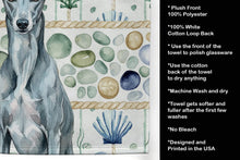 Load image into Gallery viewer, Blue Brindle Greyhound Coastal Sea Glass Kitchen Towel