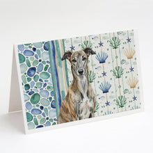 Load image into Gallery viewer, Brindle Greyhound Coastal Sea Glass Greeting Cards Pack of 8