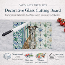 Load image into Gallery viewer, Brindle Greyhound Coastal Sea Glass Glass Cutting Board