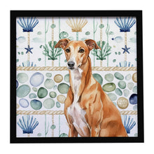 Load image into Gallery viewer, Red Greyhound Coastal Sea Glass Framed Metal Print