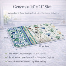 Load image into Gallery viewer, White Greyhound Coastal Sea Glass Dish Drying Mat