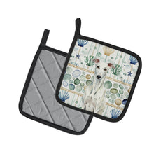 Load image into Gallery viewer, White Greyhound Coastal Sea Glass Pair of Pot Holders