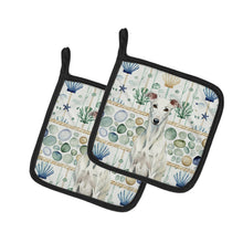 Load image into Gallery viewer, White Greyhound Coastal Sea Glass Pair of Pot Holders