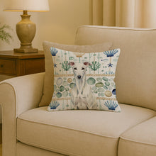 Load image into Gallery viewer, White Greyhound Coastal Sea Glass Throw Pillow
