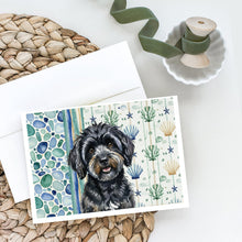 Load image into Gallery viewer, Black Havanese Coastal Sea Glass Greeting Cards Pack of 8