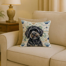 Load image into Gallery viewer, Black Havanese Coastal Sea Glass Throw Pillow