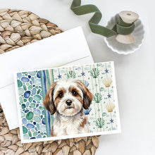 Load image into Gallery viewer, Parti-color Havanese Coastal Sea Glass Greeting Cards Pack of 8
