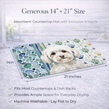 Load image into Gallery viewer, White Havanese Coastal Sea Glass Dish Drying Mat