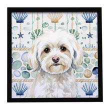 Load image into Gallery viewer, White Havanese Coastal Sea Glass Framed Metal Print