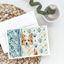Load image into Gallery viewer, Tan Icelandic Sheepdog Coastal Sea Glass Greeting Cards Pack of 8