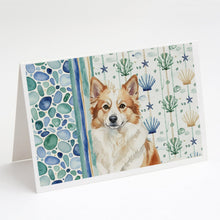 Load image into Gallery viewer, Tan Icelandic Sheepdog Coastal Sea Glass Greeting Cards Pack of 8