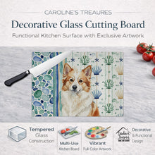 Load image into Gallery viewer, Tan Icelandic Sheepdog Coastal Sea Glass Glass Cutting Board