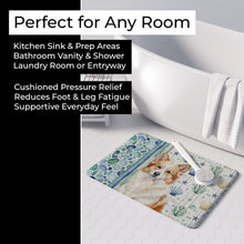 Load image into Gallery viewer, Tan Icelandic Sheepdog Coastal Sea Glass Memory Foam Kitchen Mat