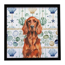 Load image into Gallery viewer, Irish Setter Coastal Sea Glass Framed Metal Print