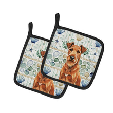 Load image into Gallery viewer, Irish Terrier Coastal Sea Glass Pair of Pot Holders